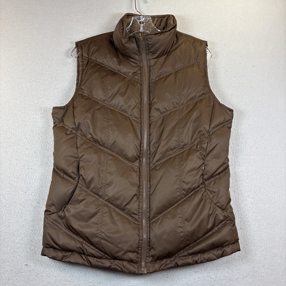 VINTAGE Gander Mountain Quilted Goose Down Brown Puffer Vest Women Medium
